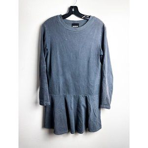 Monrow Drop Waist Long Sleeve Sweater Dress Gray Small Womens